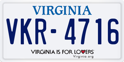 VA license plate VKR4716