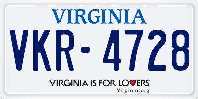 VA license plate VKR4728