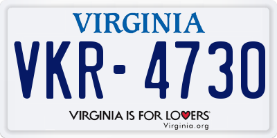 VA license plate VKR4730
