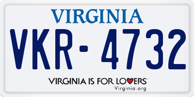 VA license plate VKR4732