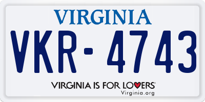 VA license plate VKR4743