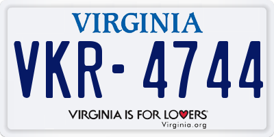 VA license plate VKR4744