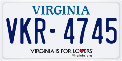 VA license plate VKR4745