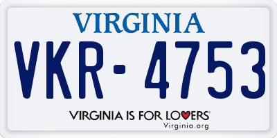 VA license plate VKR4753