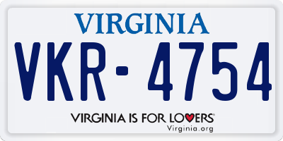 VA license plate VKR4754