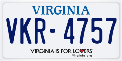VA license plate VKR4757