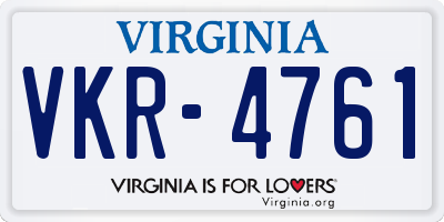 VA license plate VKR4761