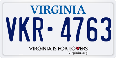 VA license plate VKR4763