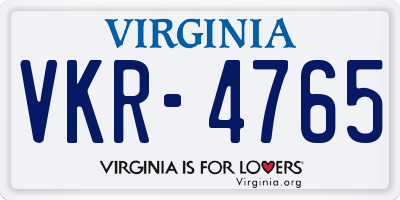 VA license plate VKR4765