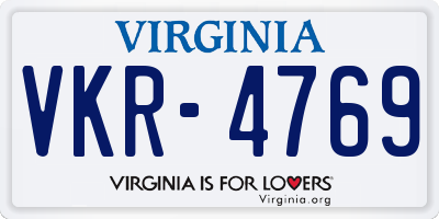 VA license plate VKR4769