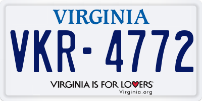 VA license plate VKR4772