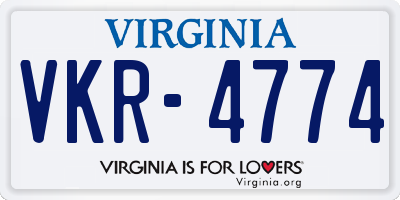 VA license plate VKR4774