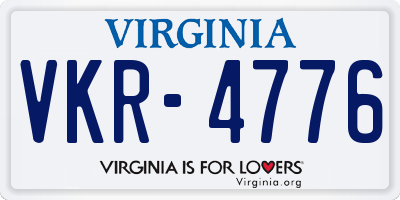 VA license plate VKR4776