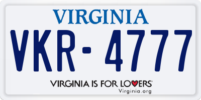 VA license plate VKR4777