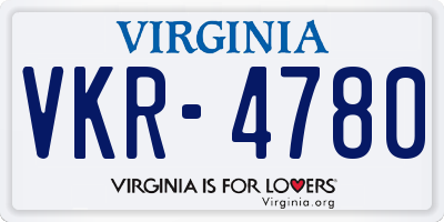 VA license plate VKR4780