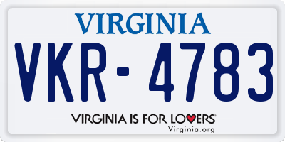 VA license plate VKR4783