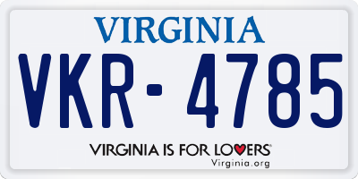 VA license plate VKR4785