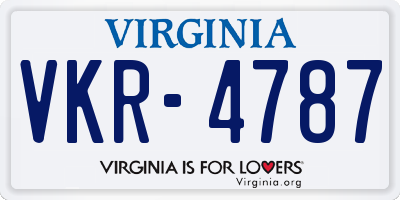 VA license plate VKR4787