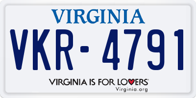 VA license plate VKR4791