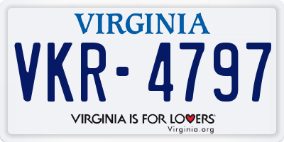 VA license plate VKR4797