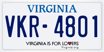 VA license plate VKR4801