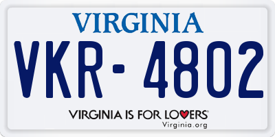 VA license plate VKR4802