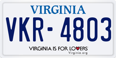 VA license plate VKR4803