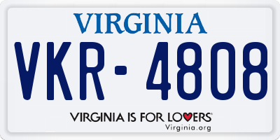 VA license plate VKR4808