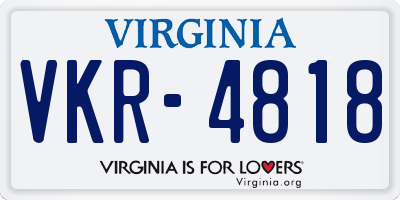VA license plate VKR4818