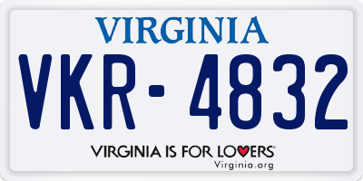 VA license plate VKR4832