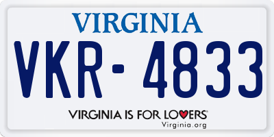 VA license plate VKR4833