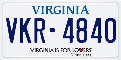 VA license plate VKR4840