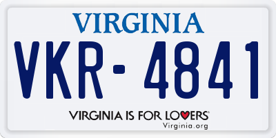 VA license plate VKR4841