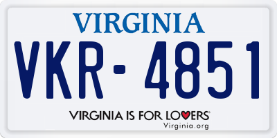 VA license plate VKR4851