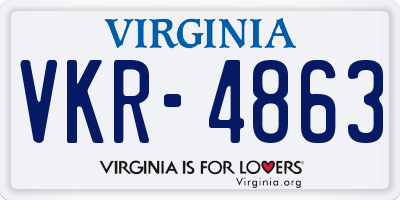 VA license plate VKR4863