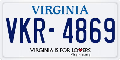 VA license plate VKR4869