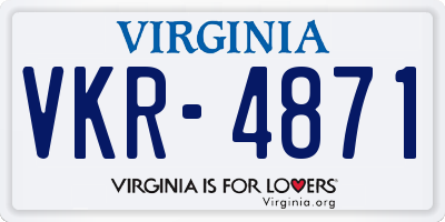 VA license plate VKR4871