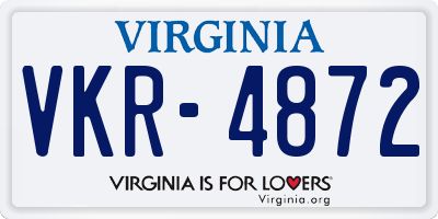 VA license plate VKR4872