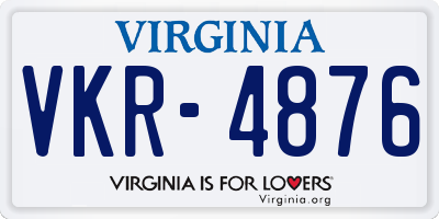 VA license plate VKR4876