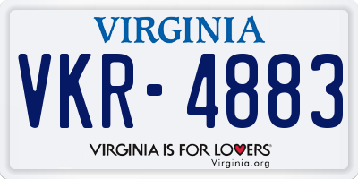 VA license plate VKR4883