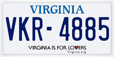 VA license plate VKR4885