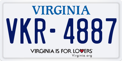 VA license plate VKR4887