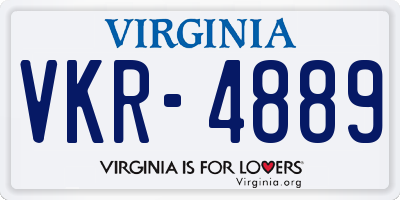 VA license plate VKR4889