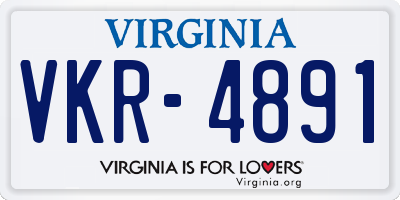 VA license plate VKR4891