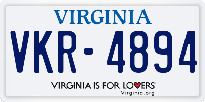 VA license plate VKR4894