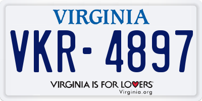 VA license plate VKR4897