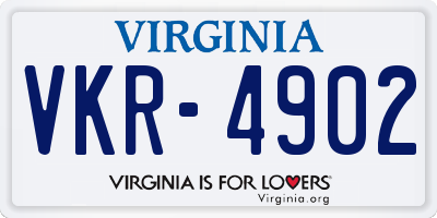 VA license plate VKR4902