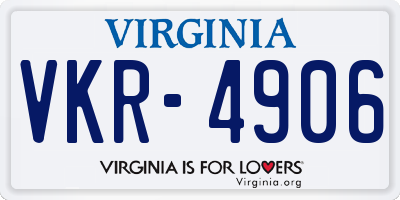 VA license plate VKR4906