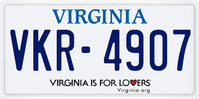 VA license plate VKR4907