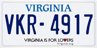 VA license plate VKR4917